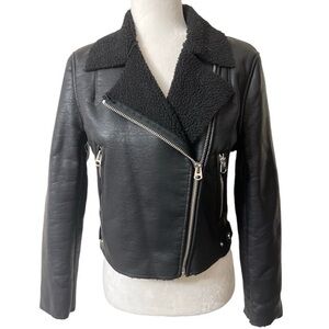 Vigoss faux leather moto jacket faux leather & faux shearling small NWT